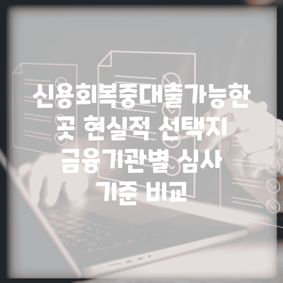 신용회복중대출가능한곳 현실적 선택지 | 금융기관별 심사 기준 비교