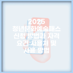 2025 청년문화예술패스 신청 방법과 자격 요건, 사용처 및 사용 방법