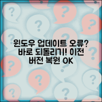 윈도우 업데이트 되돌리기 | 업데이트 제거와 이전 빌드 복원
