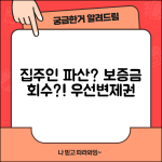 집주인이 파산하면 전세보증금 어떻게 되나요 | 집주인 파산 | 보증금 회수 | 우선변제권