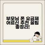 부모님 휴대폰 요금제 선택 노인 휴대폰 요금제 추천