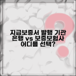 지급보증서 발행 기관 비교 은행 보증보험사 선택 기준