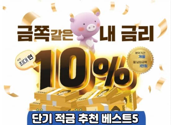 단기적금 추천 | 6개월 이자 높은 단기 적금 베스트 5
