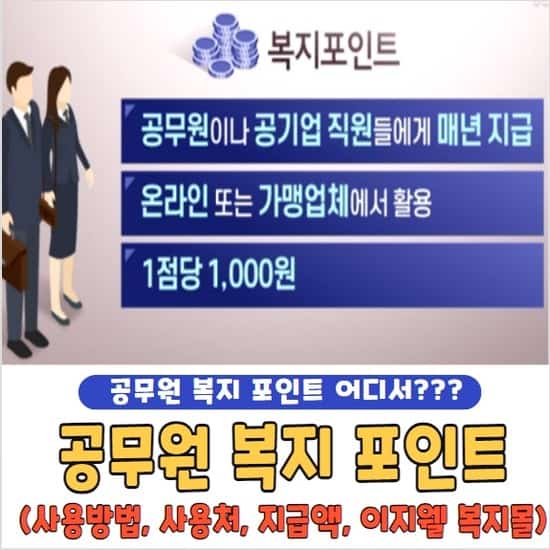 공무원 복지 포인트 사용방법 및 지급일, 사용처 | 공무원 복지몰 주소