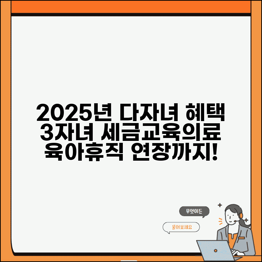 다자녀 혜택 2025년 완벽 정리 | 3자녀 이상 세금감면 | 교육비 의료비 지원 | 육아휴직 연장 혜택