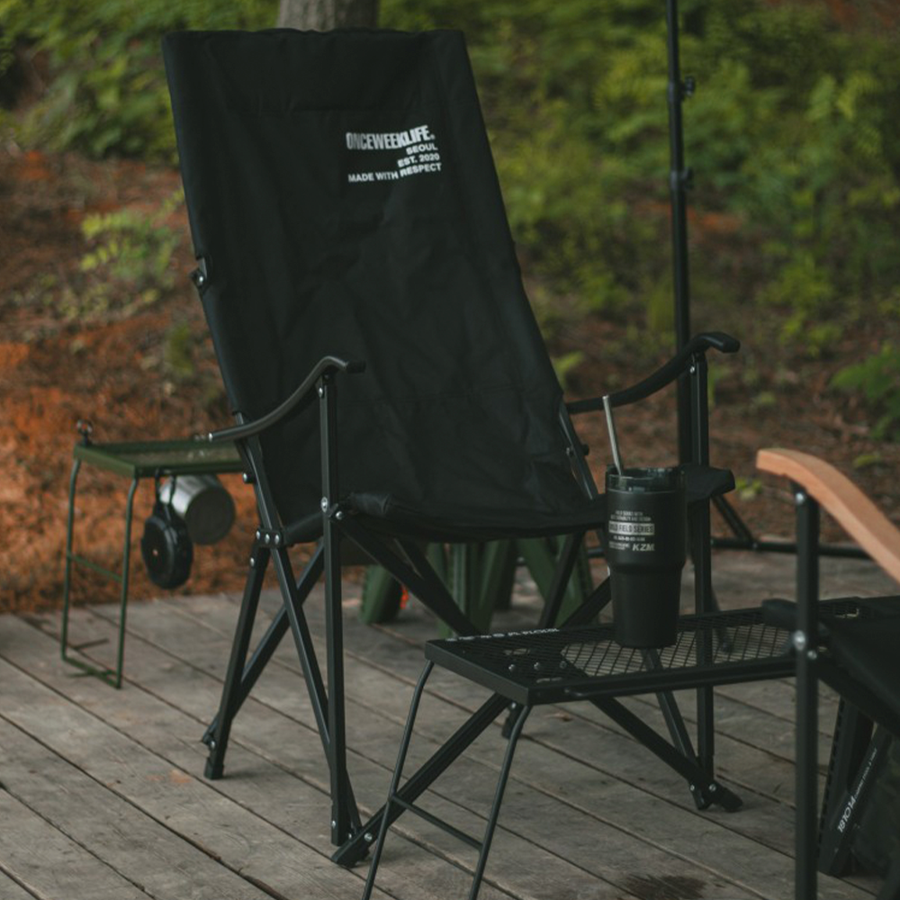 원스위크라이프 캠핑 접이식 경량 롱 릴렉스 체어 특대, 블랙프레임 / 버건디, 1개 상세 이미지 1