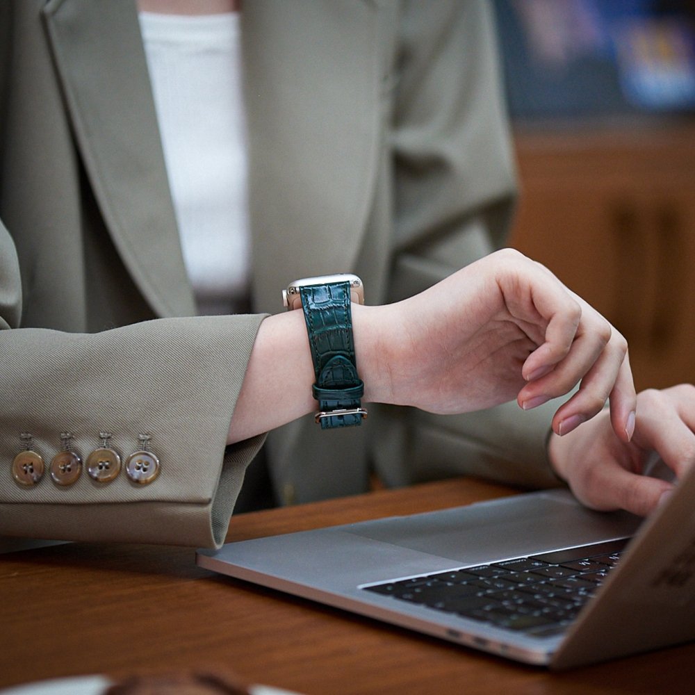 애플워치 갤럭시워치 리얼 악어가죽 스트랩 밴드 10 9 8 SE 울트라2 상세 이미지 1