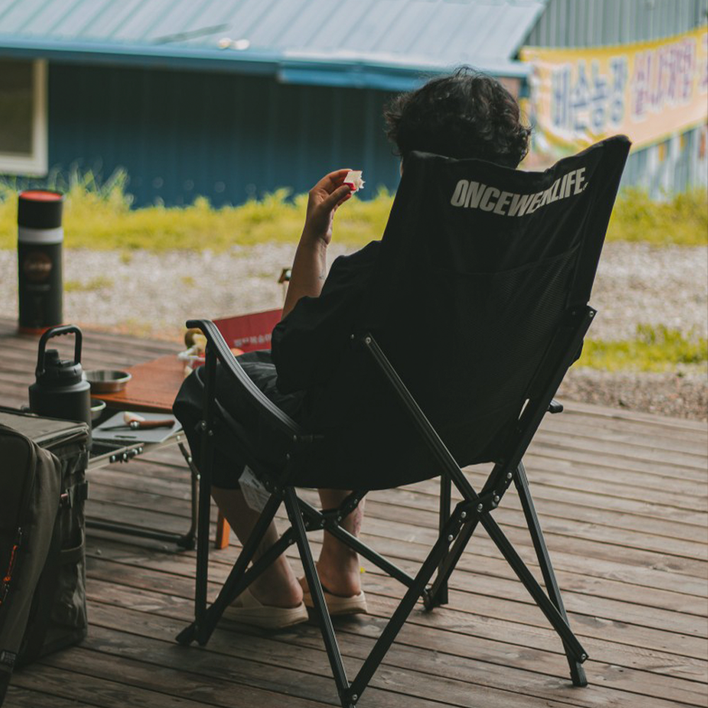 원스위크라이프 캠핑 접이식 경량 롱 릴렉스 체어 특대, 블랙프레임 / 버건디, 1개 상세 이미지 2