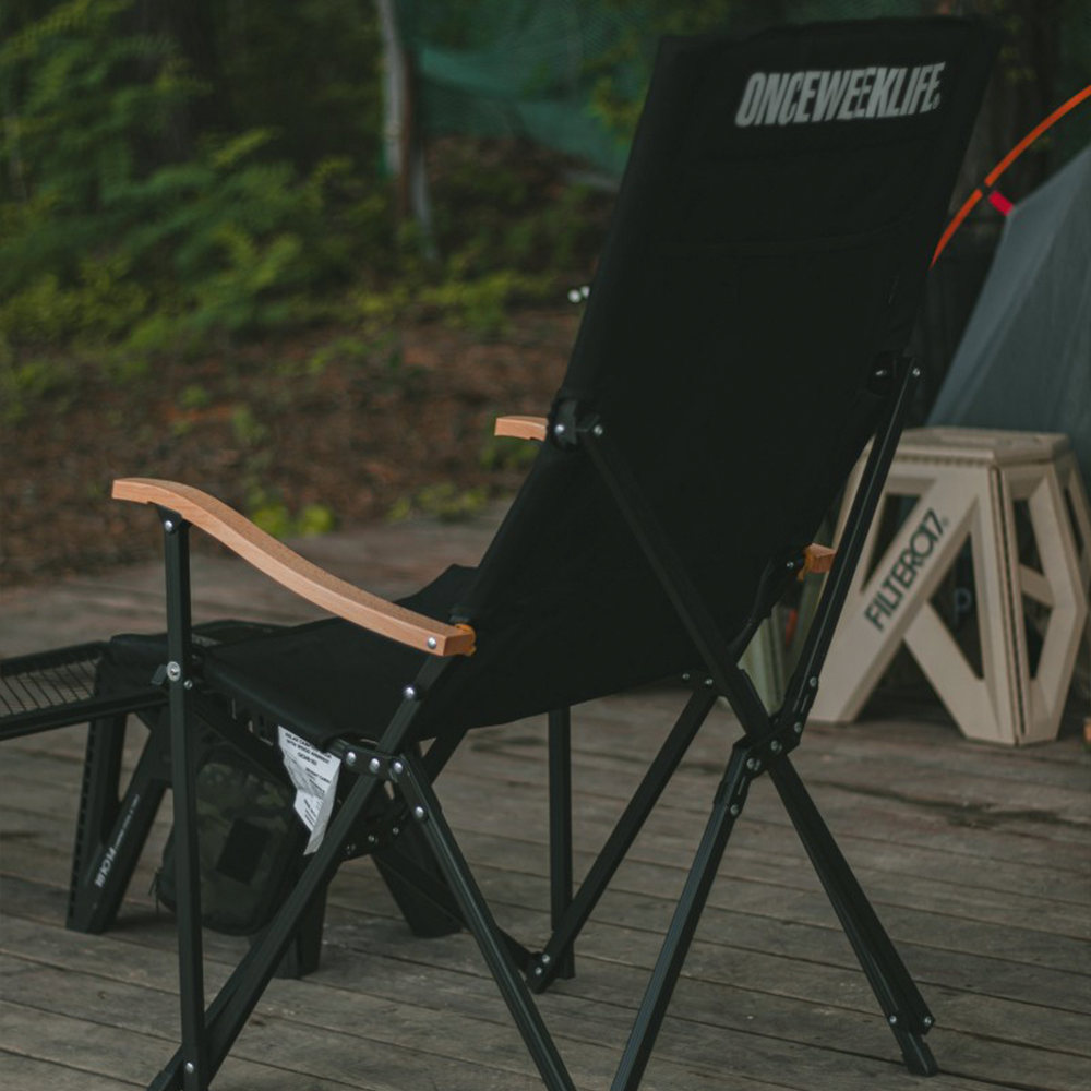원스위크라이프 캠핑 접이식 경량 롱 릴렉스 체어 특대, 블랙프레임 / 버건디, 1개 상세 이미지 2