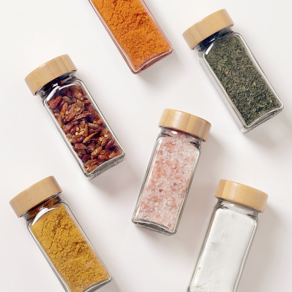 향신료 원두 말린차 보관밀폐용기 밤부 유리 캐니스터 100ml 3개세트 상세 이미지 1