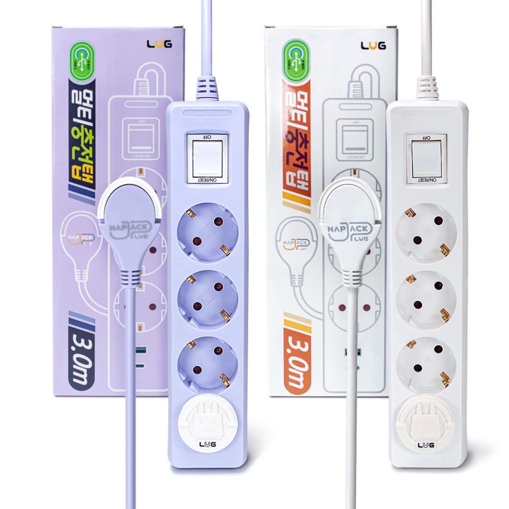 멀티탭 3구 3m C타입 USB 멀티충전 이동형전원 상세 이미지 1