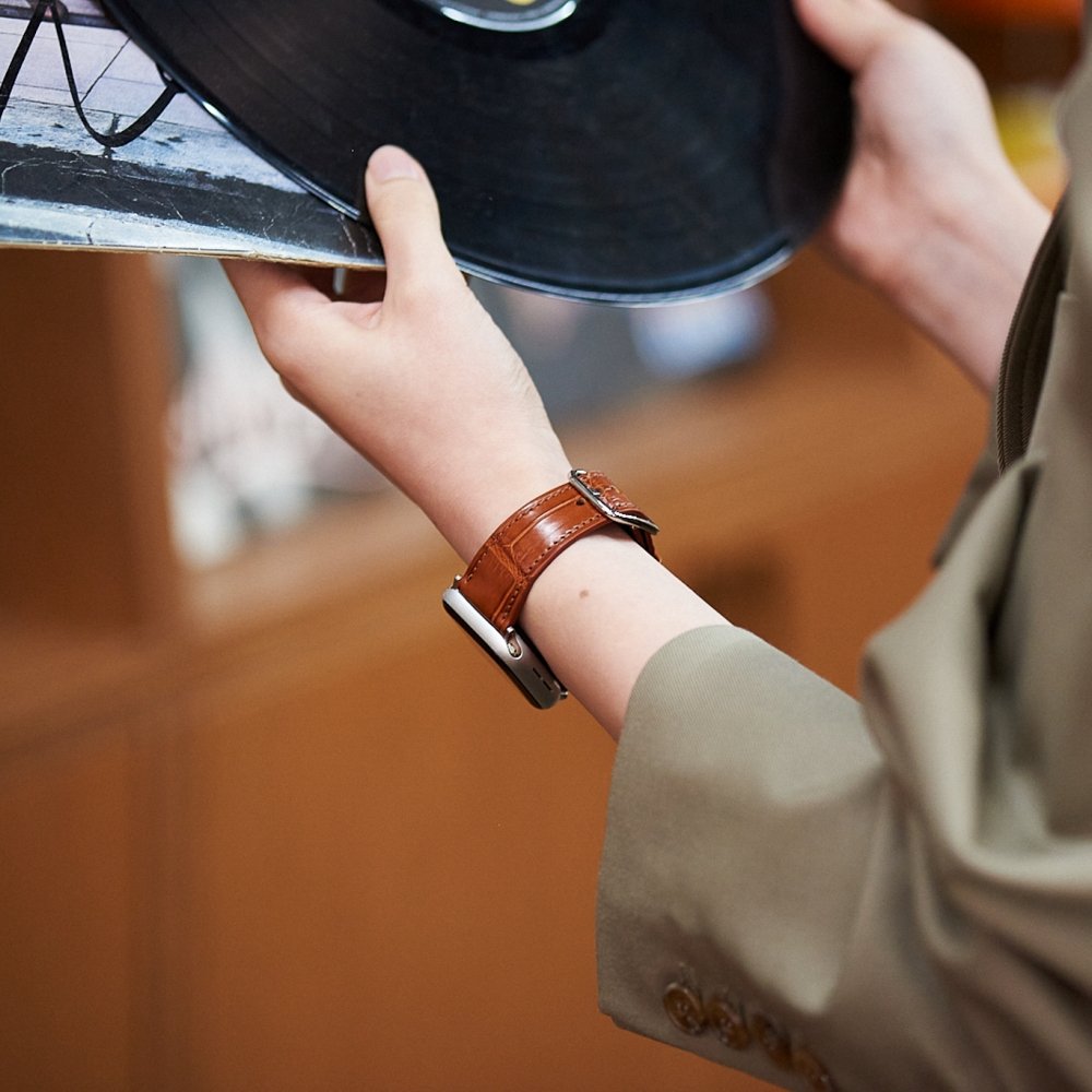 애플워치 갤럭시워치 리얼 악어가죽 스트랩 밴드 10 9 8 SE 울트라2 상세 이미지 1