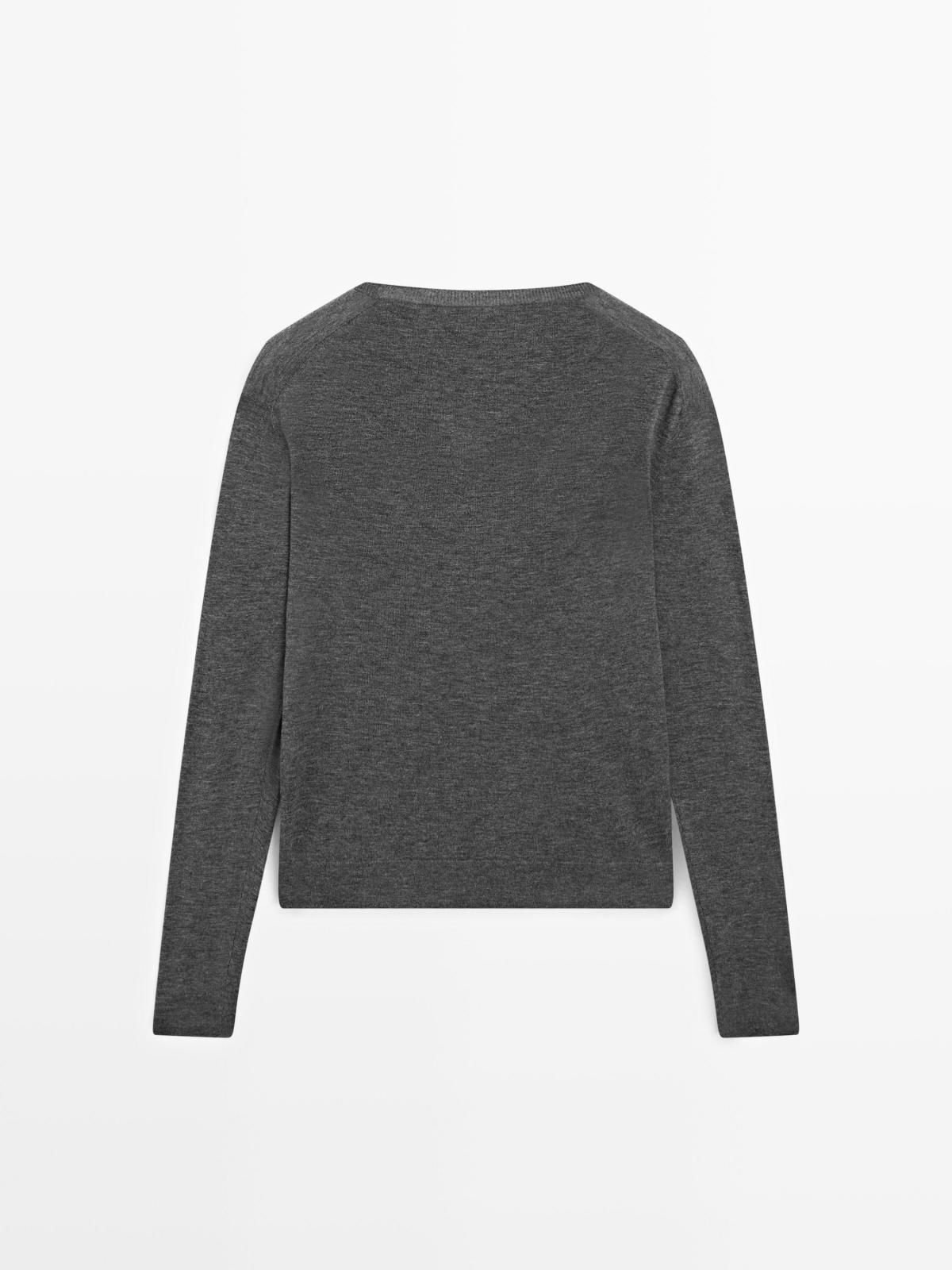 마시모두띠 실크 울 혼방 브이넥 니트 스웨터 5676/584 MEDIUM GREY 상세 이미지 2