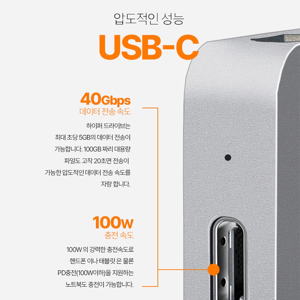 노트북 PC 듀얼모니터 맥북 C타입 7포트 hdmi 확장 허브+연장케이블 상세 이미지 1
