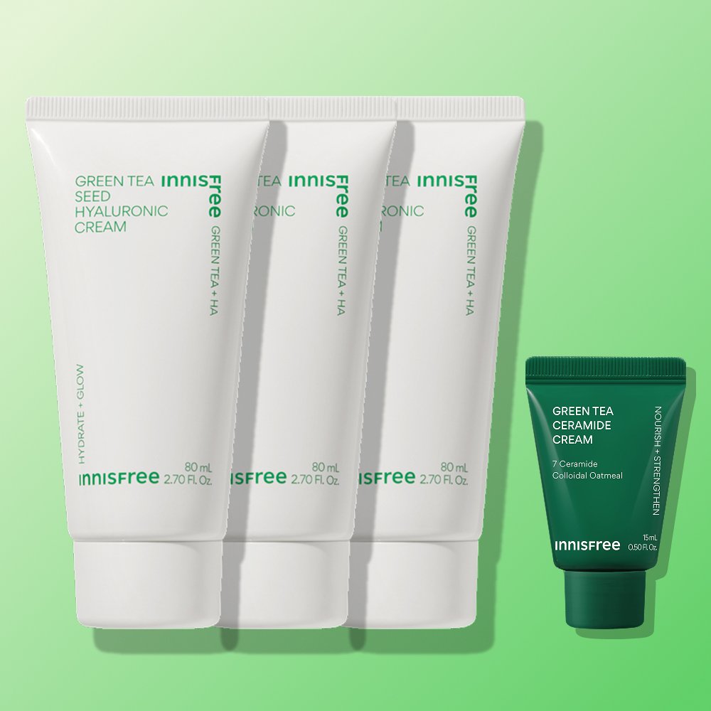 이니스프리 그린티 씨드 히알루론산 수분크림 / 진정 보습 속건조 화잘먹 80ml, 3개 상세 이미지 1