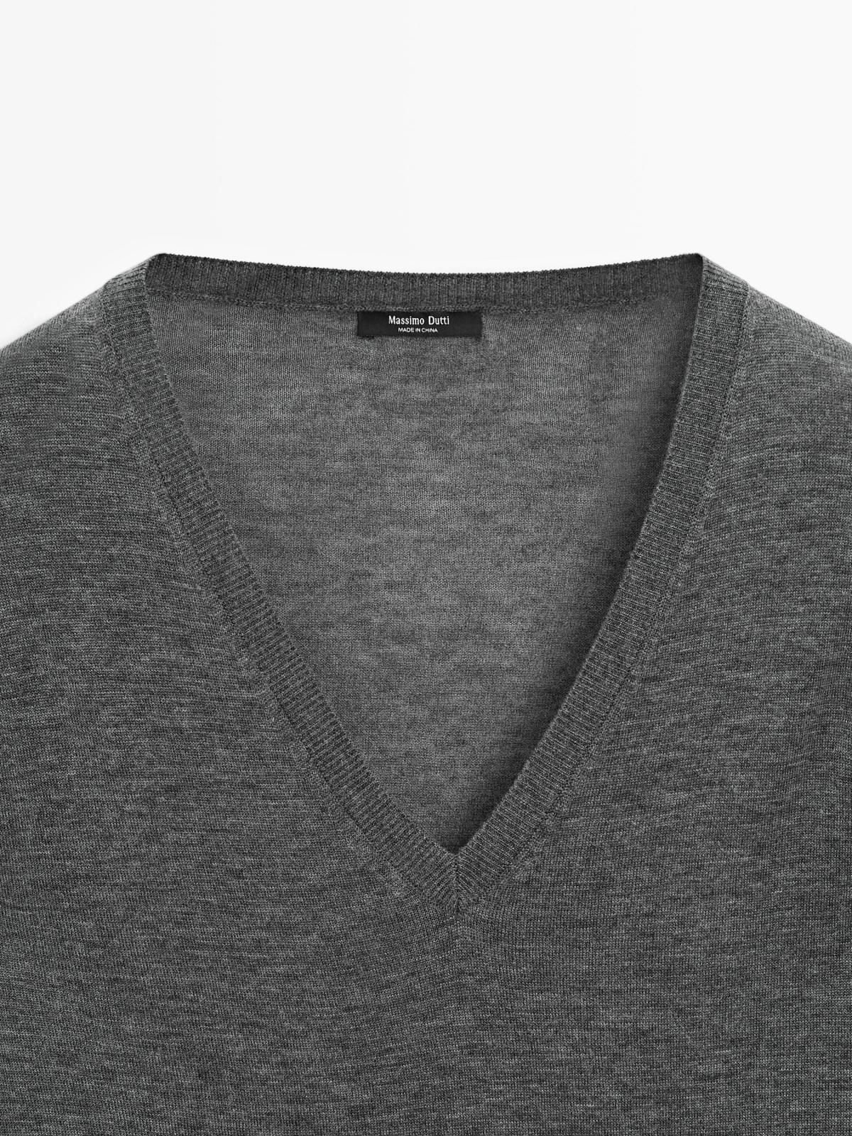 마시모두띠 실크 울 혼방 브이넥 니트 스웨터 5676/584 MEDIUM GREY 상세 이미지 2
