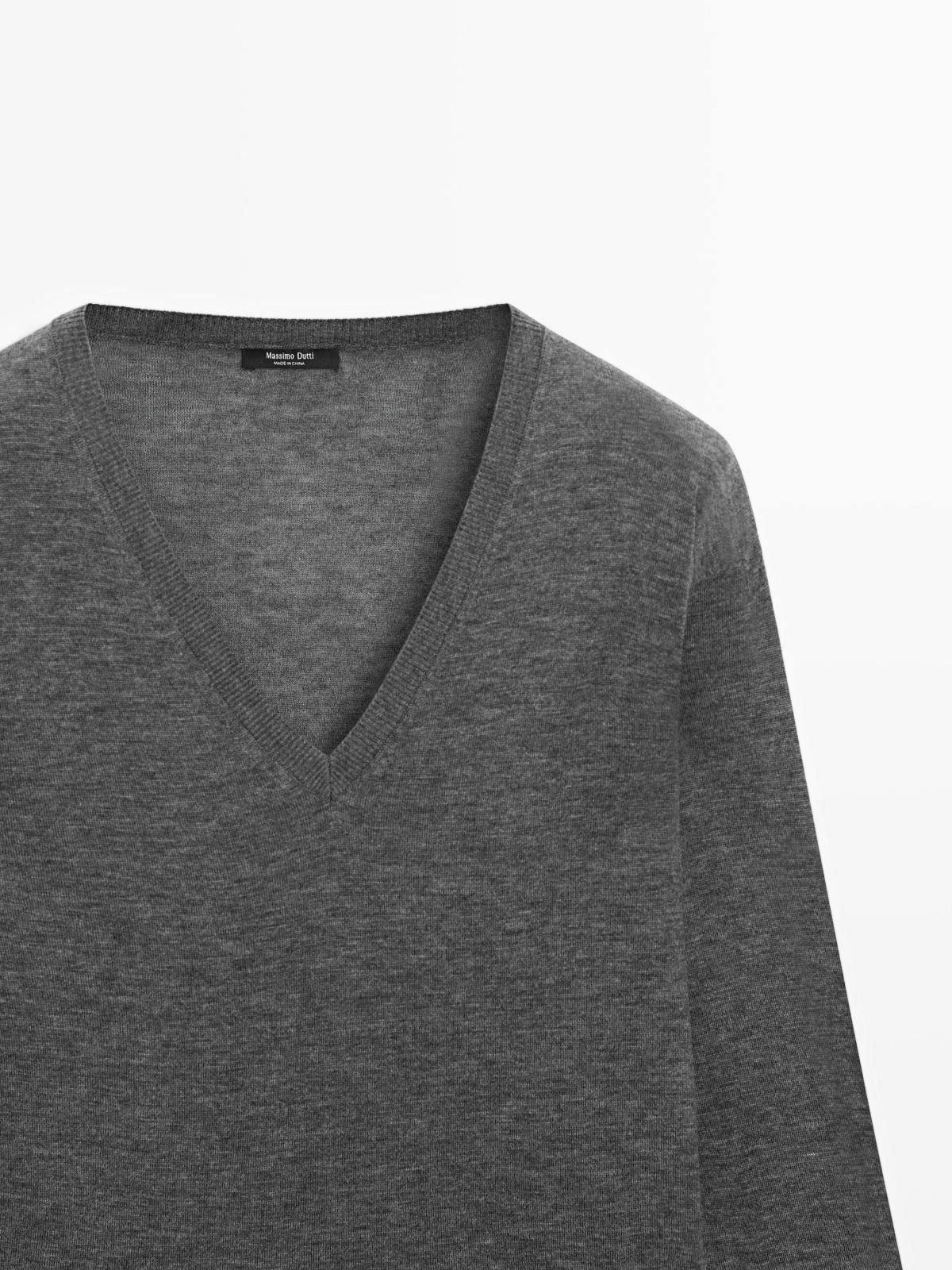 마시모두띠 실크 울 혼방 브이넥 니트 스웨터 5676/584 MEDIUM GREY 상세 이미지 1