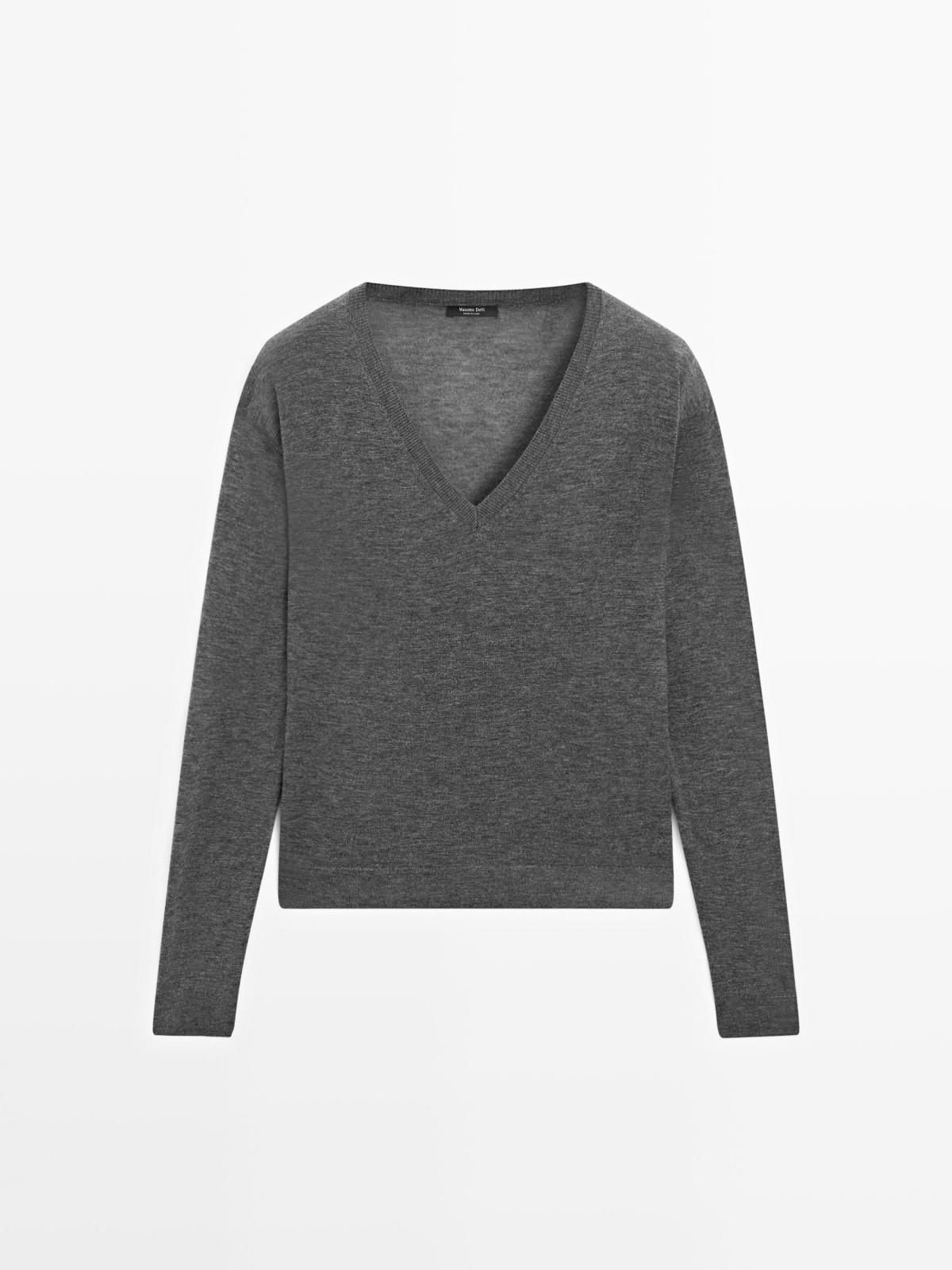 마시모두띠 실크 울 혼방 브이넥 니트 스웨터 5676/584 MEDIUM GREY 상세 이미지 1