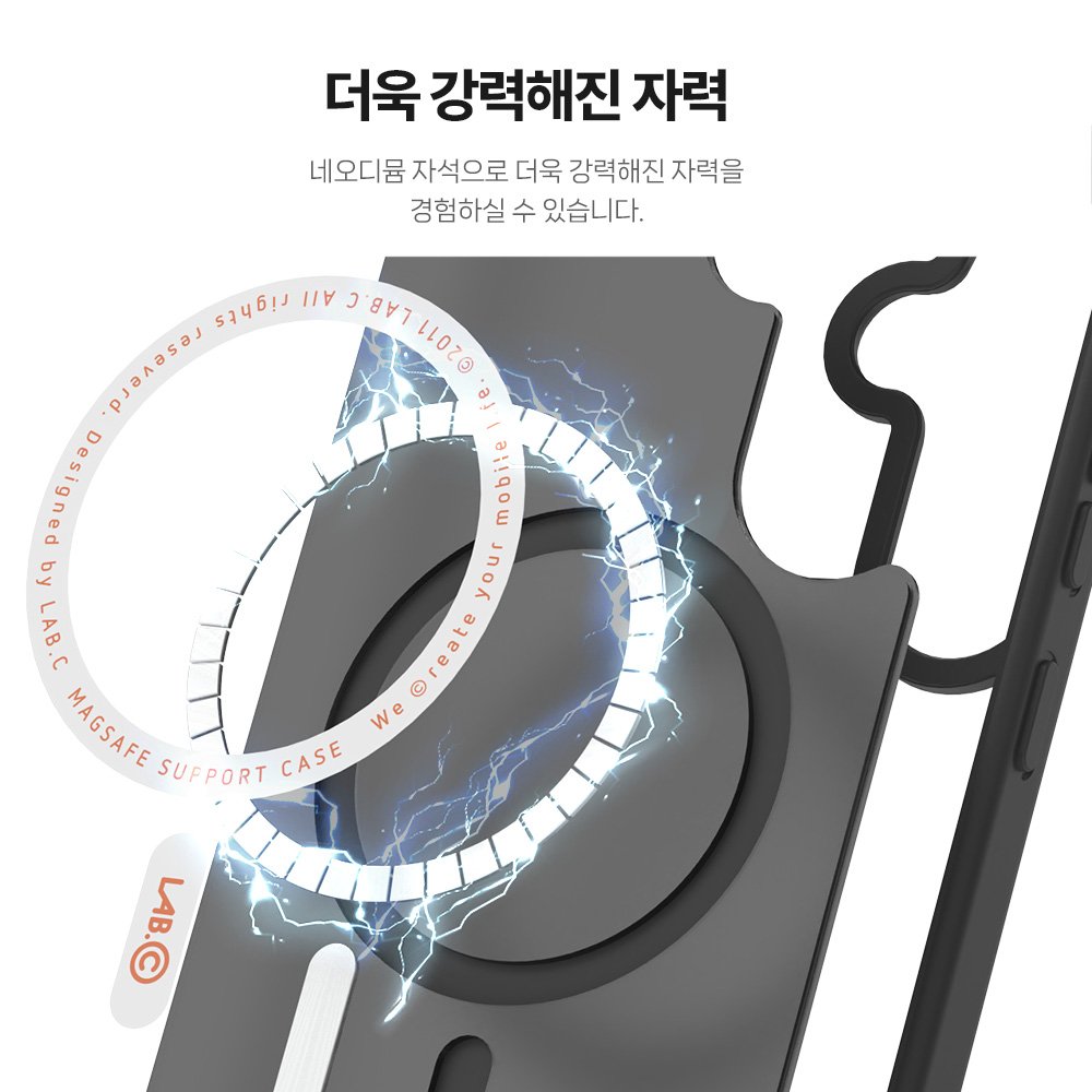 랩씨 맥세이프 마그넷 케이스 지문방지 강력한 자력 매트블랙, 갤럭시S24 상세 이미지 2