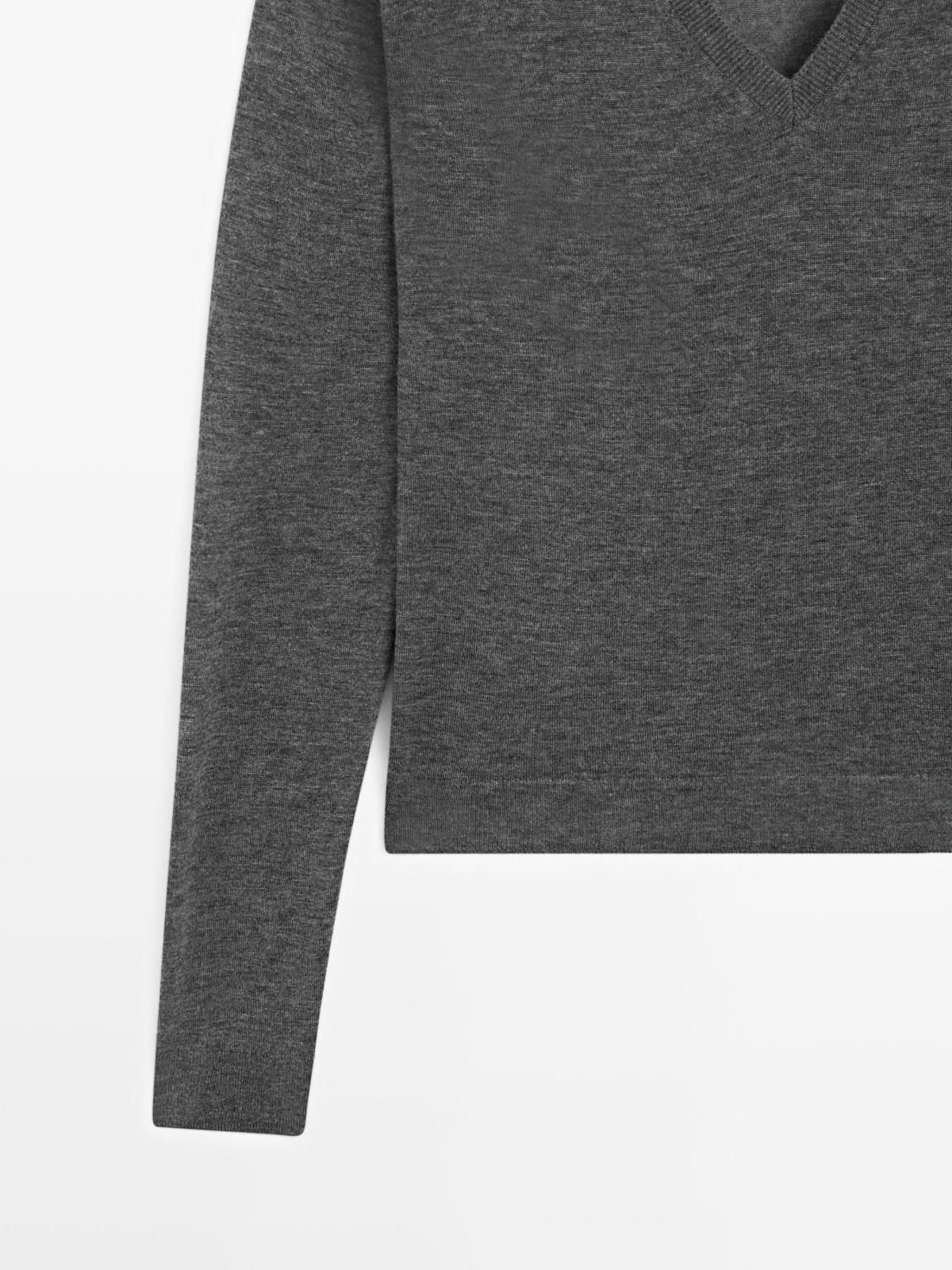 마시모두띠 실크 울 혼방 브이넥 니트 스웨터 5676/584 MEDIUM GREY 상세 이미지 1